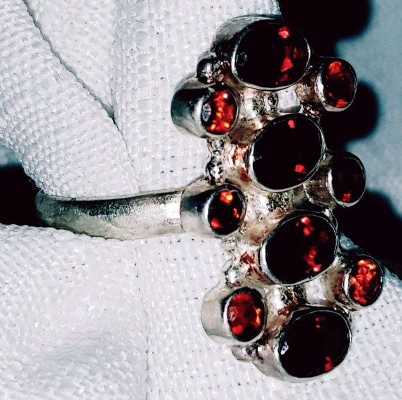 Bezel Set GARNET Sterling Silver 925 RING  - Picture 2 of 3